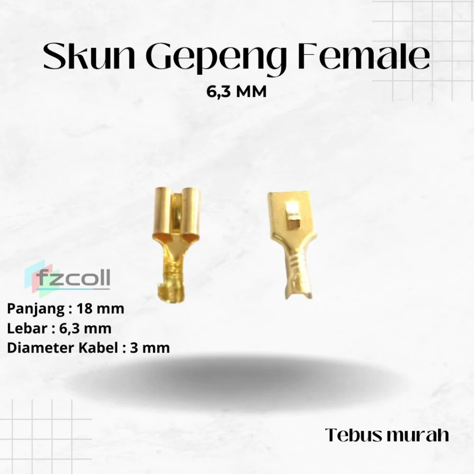 Skun Kabel Gepeng Male 6.3mm / Skun Kabel Gepeng Female 6.3mm  / Cover Skun Kabel Female 6,3mm / Sek