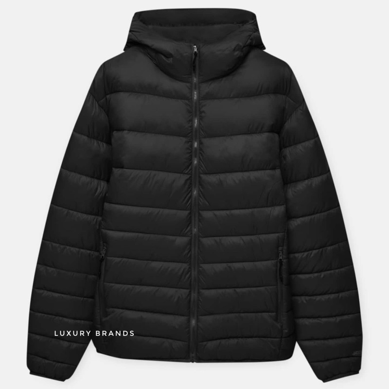 Jaket Bulu Angsa PULL & BEAR Original Basic Puffer Jacket Men Black