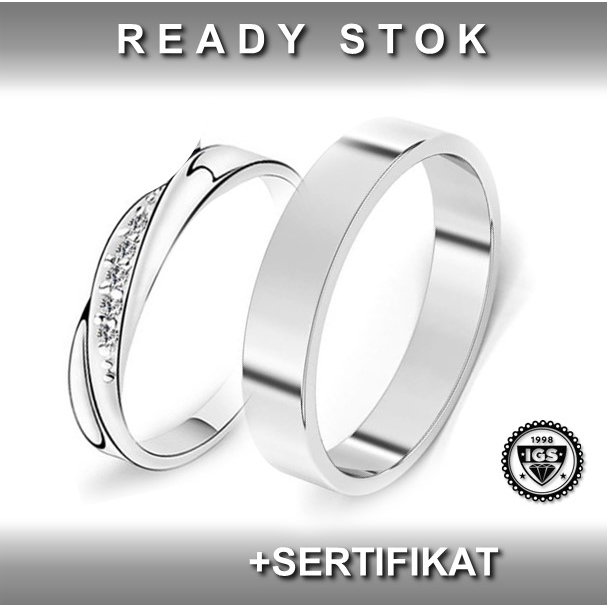 Ready Perak Asli 92% lapis Emas 8% / Platinum 8% Sertifikat Garansi Gratis Box - Cincin Tunangan Nik