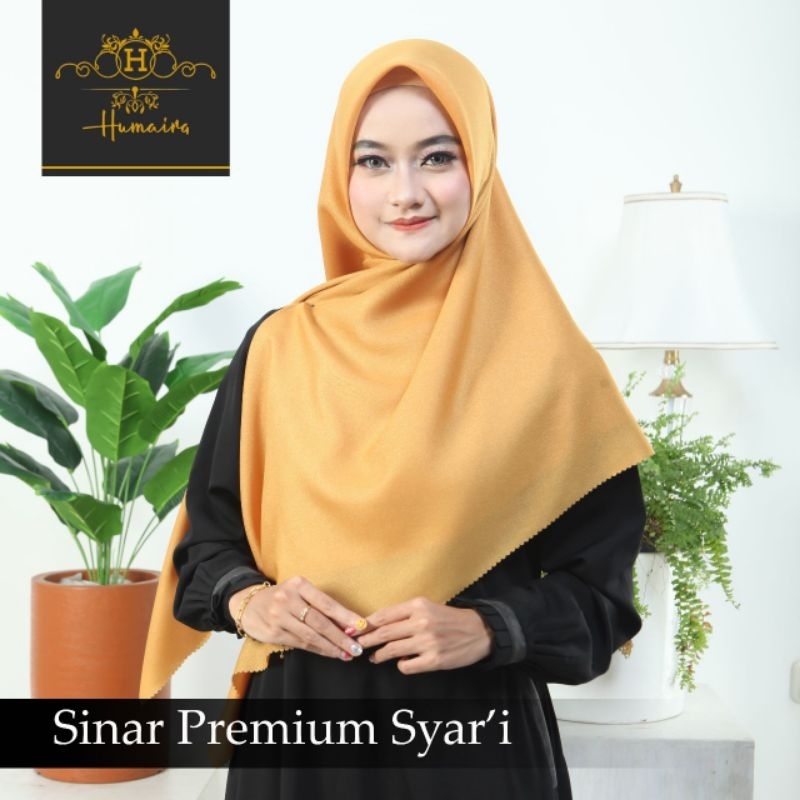 Humaira Hijab Segiempat Nur Sinar Premium Syar'i Glamour Glowing Lacer Cat Original 130 X 130 cm