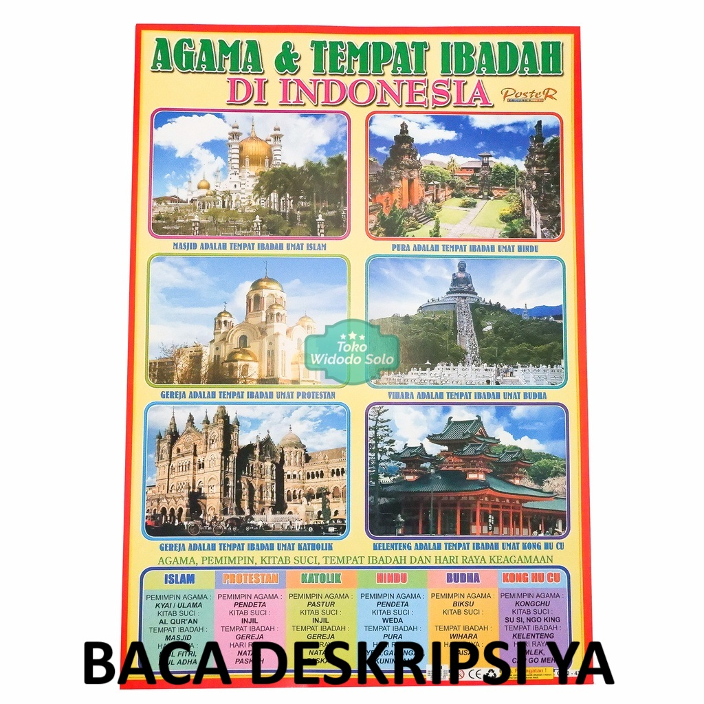 

Poster Edukasi Agama dan Tempat Ibadah di Indonesia 35x50cm - 1 Lembar