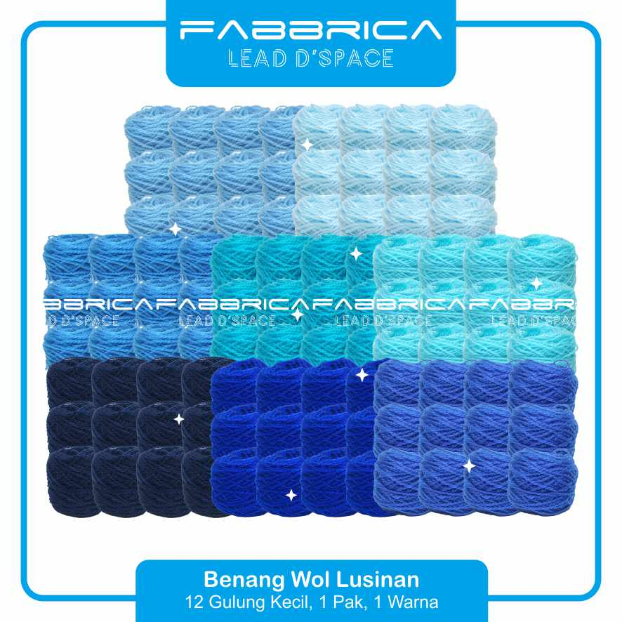 Fabbrica - Benang Wol Vonel Lusinan 12pcs Kecil Biru / Benang Wool Rajut Sulam Kristik Vonel Siet Ya