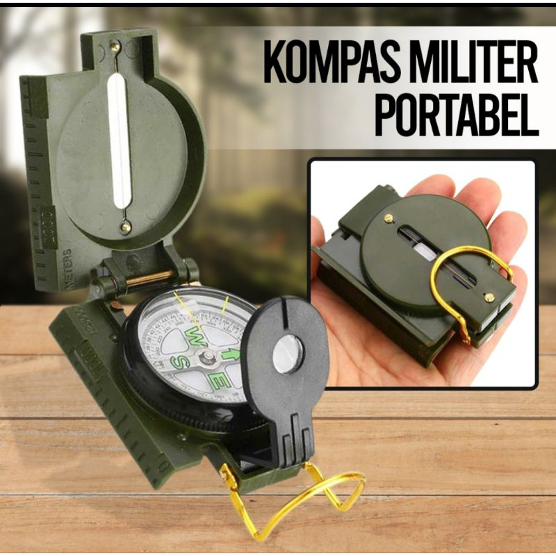 Kompas Bidik Lensatic Compass Pramuka Survival Hiking Gunung Outdoor Kompas TNI