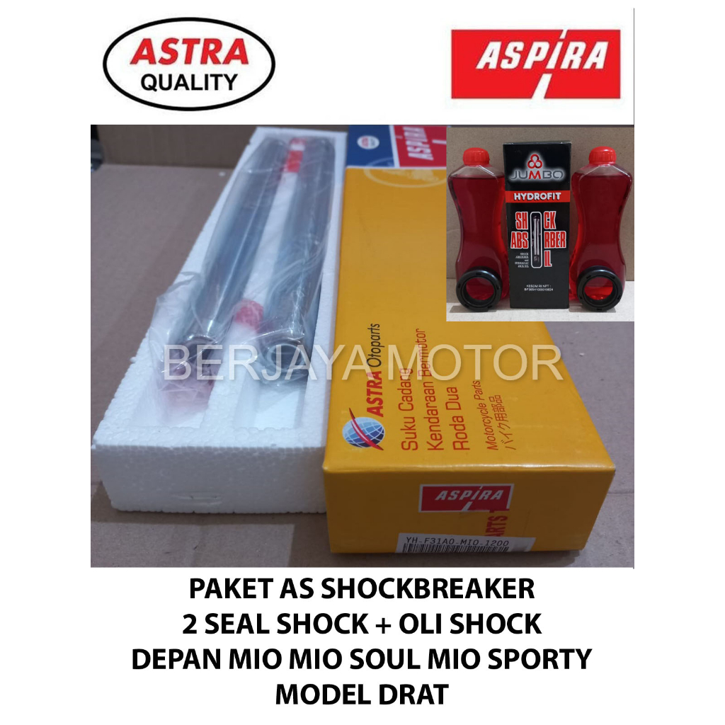 PAKET AS SHOCK DEPAN MIO SOUL SPORTY 2 SEAL SHOCK + OLI SHOCK ASPIRA ORIGINAL