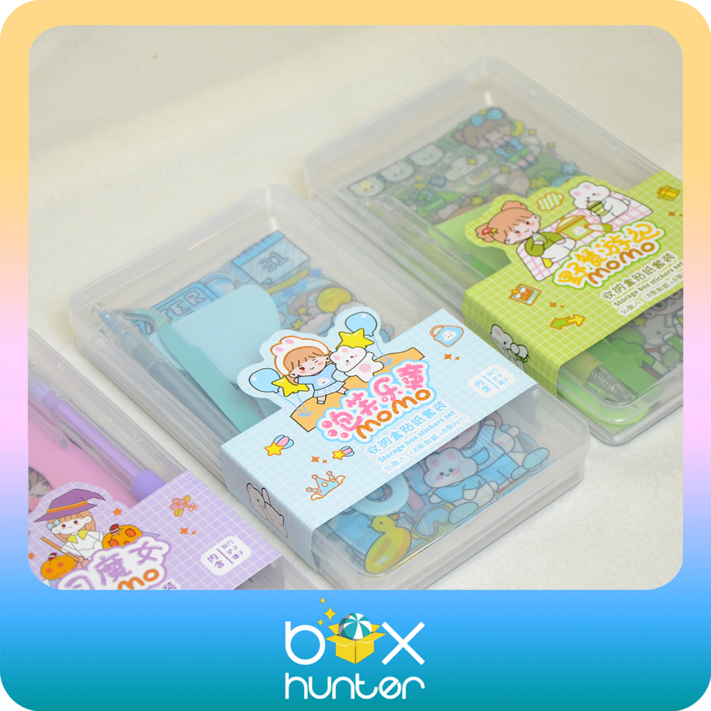 

SET BOX STICKER FANCY MOMO WITH PEN, PINSET DAN SCRAP