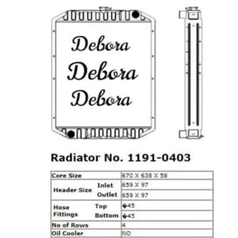 Radiator Hino FF 172 / 173 / MA Ranger / HO7C 1191-0403 16090-3330 Bahan Tembaga Kuningan