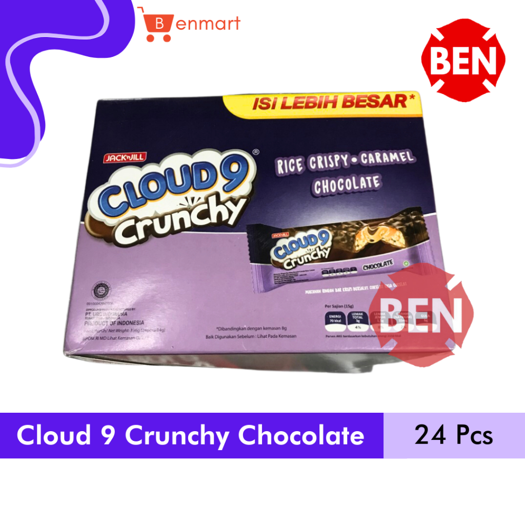 

Cloud9 Crunchy Chocolate 1 Pak Box 24 Pcs Cloud 9 Coklat Rice Crispy