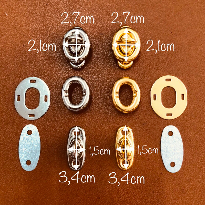 kunci putar tas wanita per 12 pcs / kunci putar oval premium / kancing tas clutch model putar