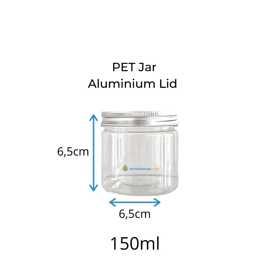 150ml Toples PET Jar Plastik dengan Tutup Alumunium