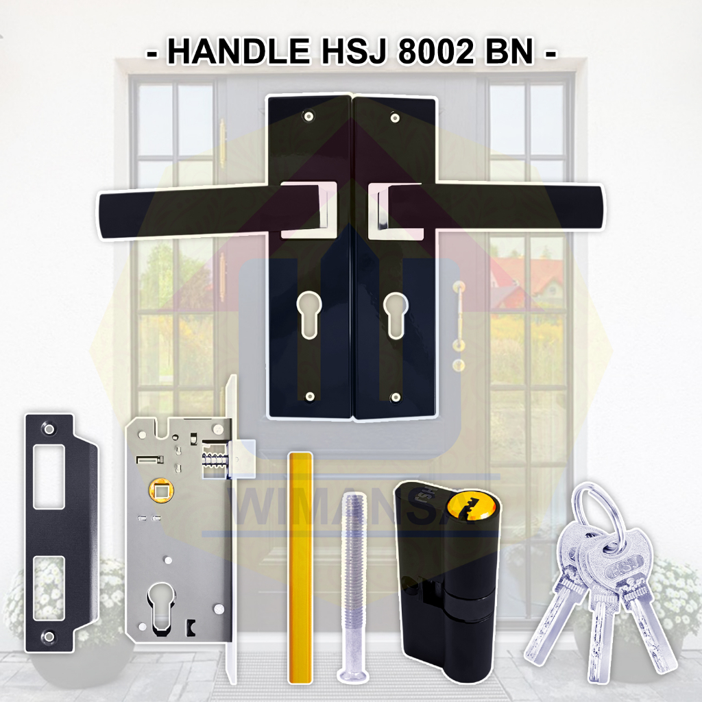 HANDLE PINTU TANGGUNG HSJ 8002 BN HITAM - KUNCI PINTU