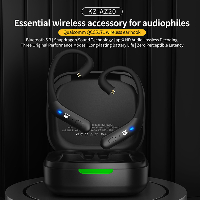 KZ AZ20 APTX Adaptive Earhook Bluetooth Adapter with MIC ENC CVC 9.0