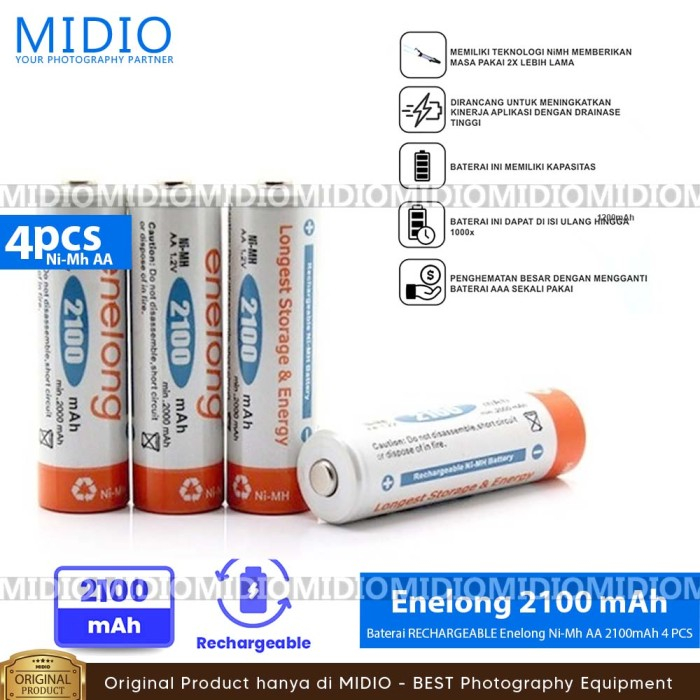 Baterai Enelong Ni-Mh Rechargeable AA 2100mAh 4 PCS