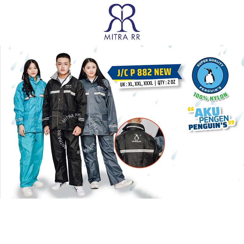 Jas Hujan Penguins 882 Jumbo Stelan Jaket Celana Pinguin XL XXL XXXL Jas Hujan Tebal Besar