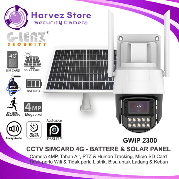 GLENZ CCTV SIMCARD 4G OUTDOOR 4MP ( GWIP-2300 ) KOMPLIT BATTERE & SOLAR PANEL