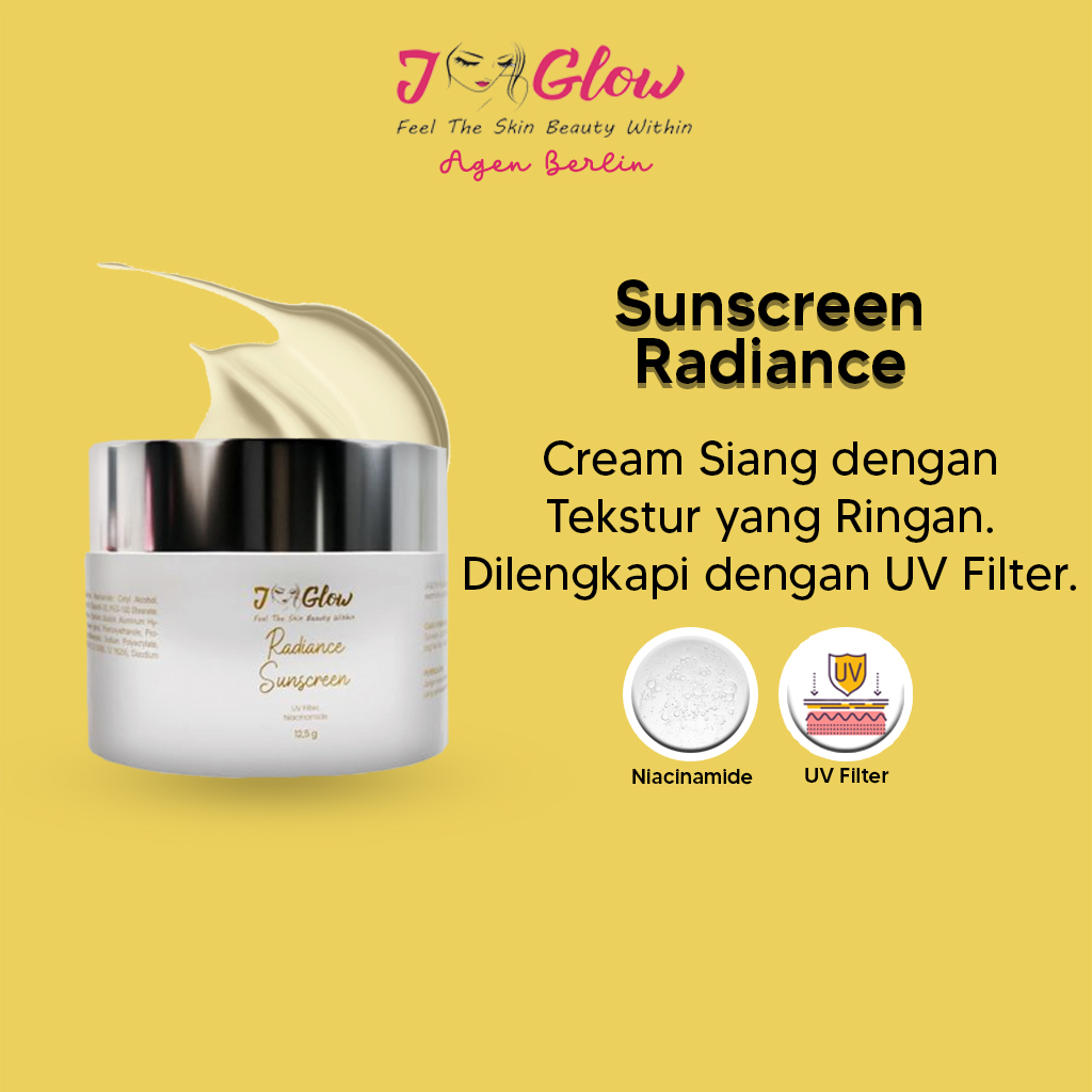Jglow Skincare Cream Siang Sunscreen Radiance Whitening Kemasan Baru Paket Super White Putih