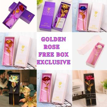 BUNGA MAWAR CANTIK Bunga Mawar Dekorasi Gold Foil Rose Artificial Flower || GOLD FOIL ROSE ARTIFICIA