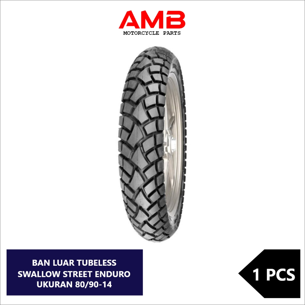 BAN LUAR TUBELESS SWALLOW STREET ENDURO UKURAN 80/90 RING 14 80/90-14