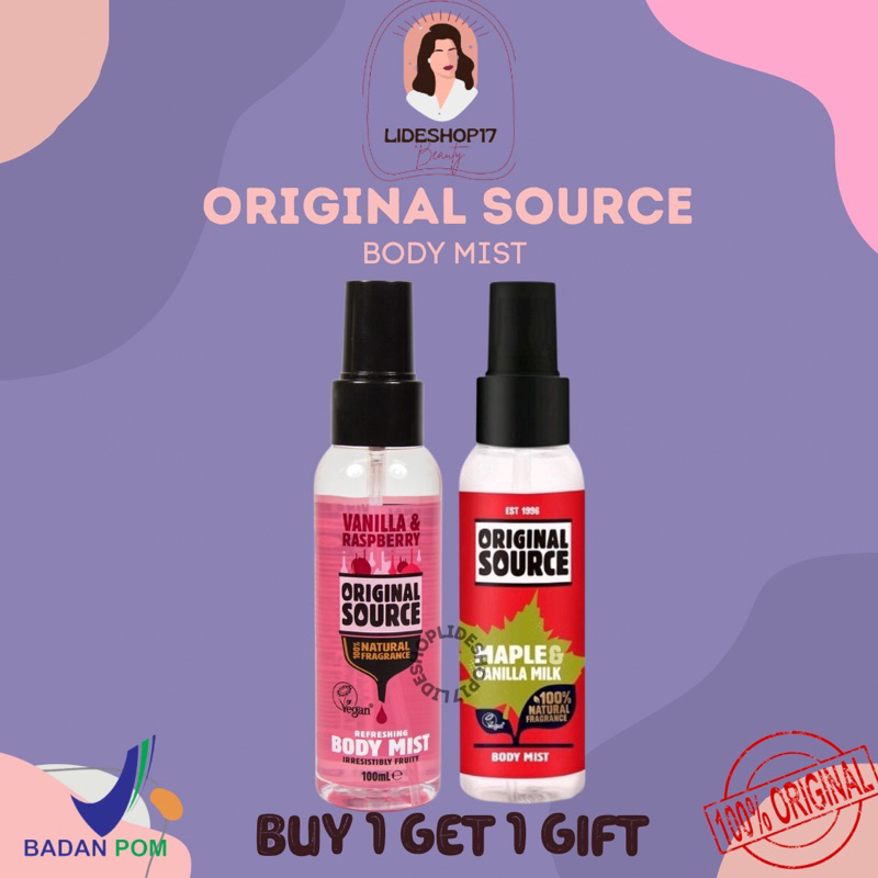 [READY] Original Source Body Mist Vanilla Raspberry / Original Source Body Mist Maple & Vanilla 100m