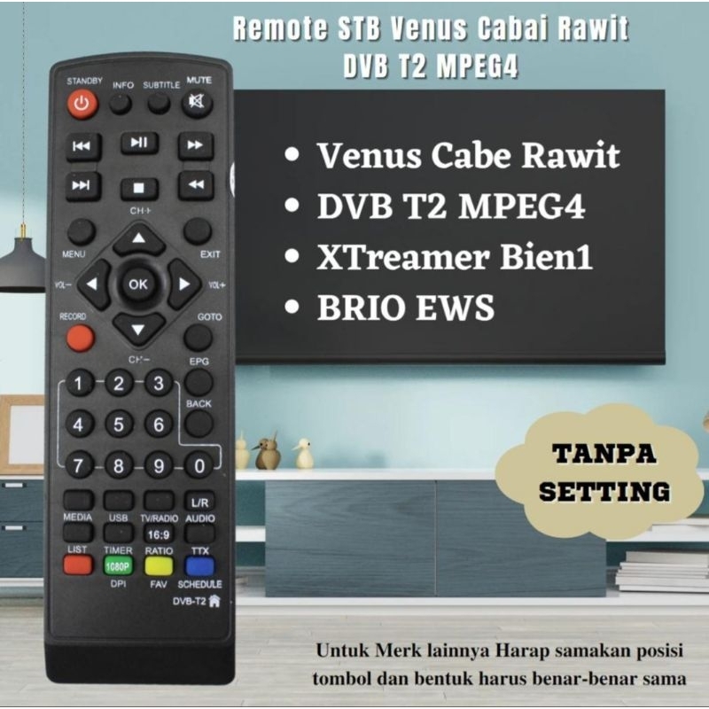 Remot STB VENUS REMOTE set top box Digital DVB T2 venus cabe rawit