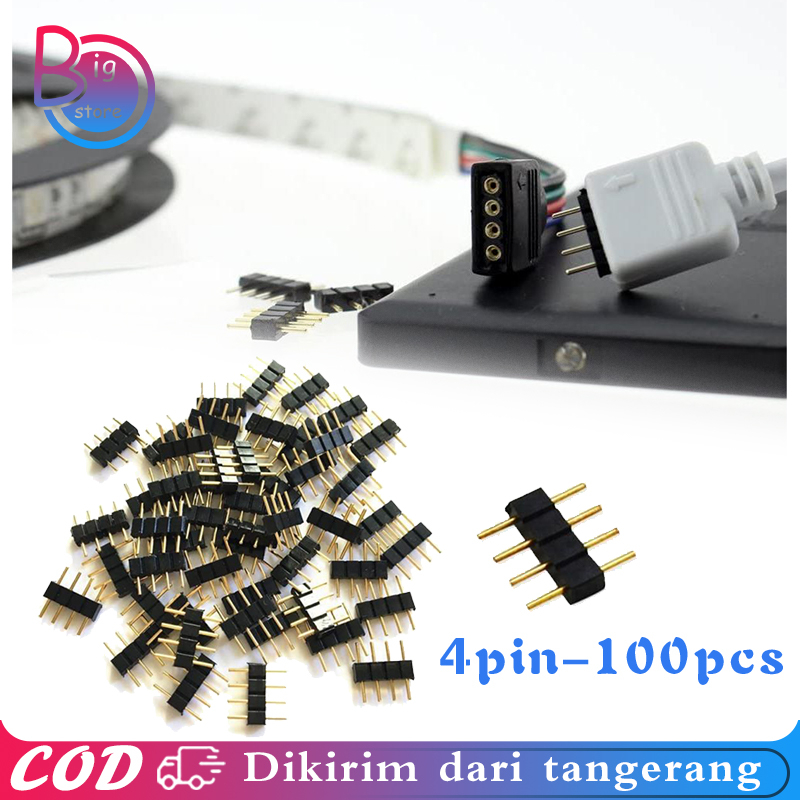 100pcs Konektor Led Strip 4 Pin Led Strip Connector Led Strip Sisir Male Led Strip Rgb 5050