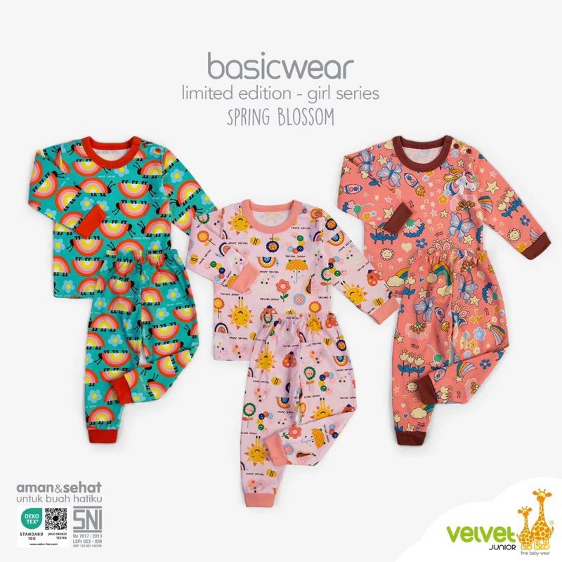 VELVET JUNIOR - SETELAN OBLONG PANJANG MOTIF SPRING BLOSSOM