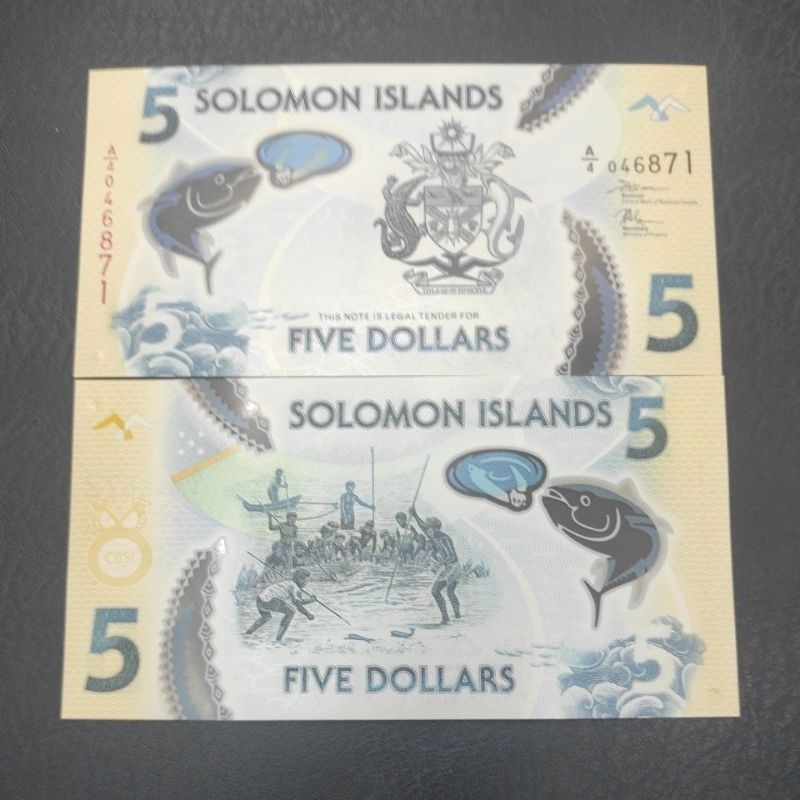 Uang Asing Polymer Solomon Islands 5 Dollars