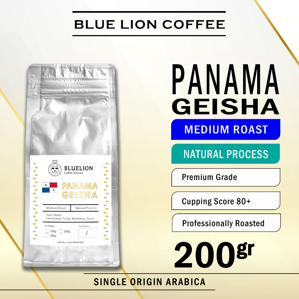 

Blue Lion Coffee Panama Geisha 200 gram Medium Roast Biji Kopi Bubuk Single Origin Arabica