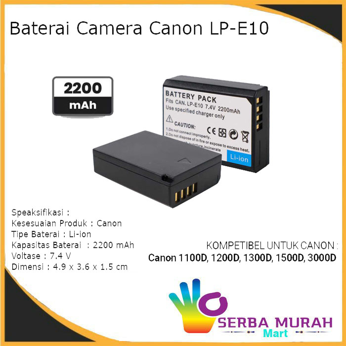Baterai Camera Canon LP-E10 Canon 1100D 1200D 1300D 1500D 2000D 3000D