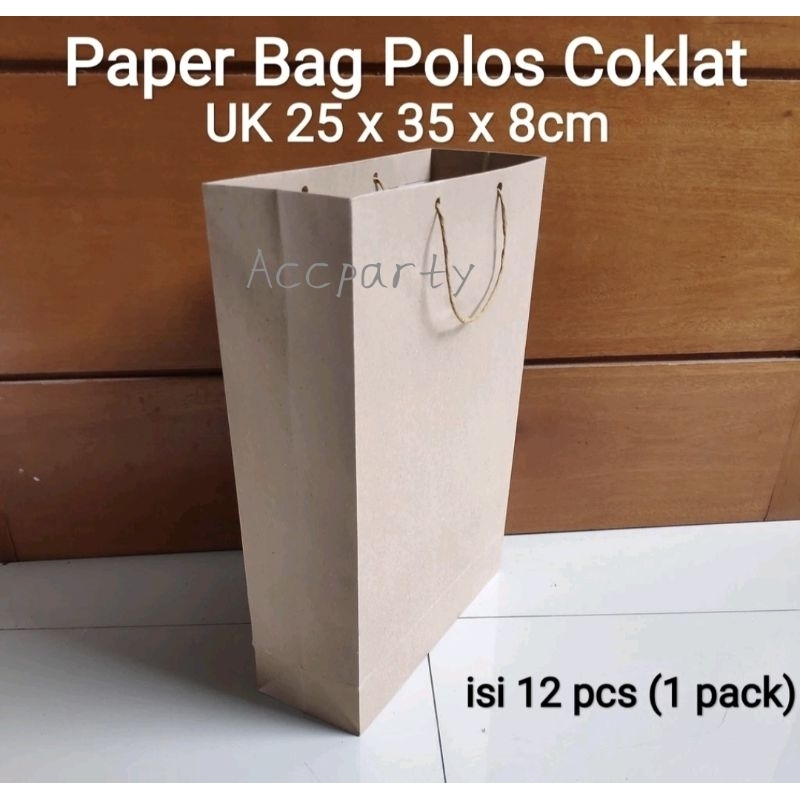

Tas Kertas Polos Coklat Sedang (25×35×8cm) / Tas Kertas Polos Souvenir
