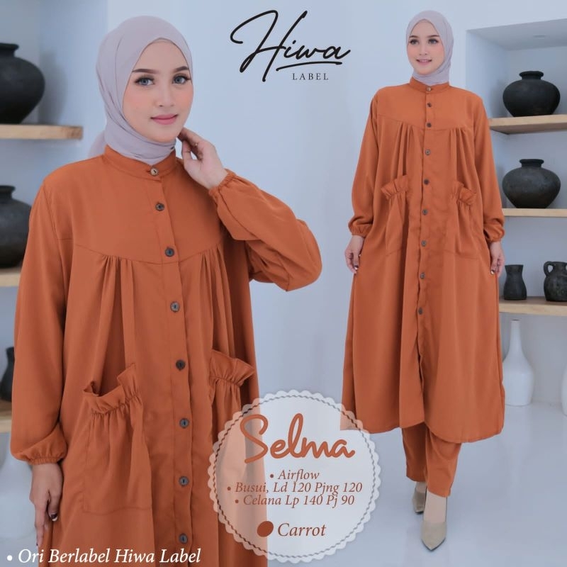 Selma One Set By HIWA LABEL • Setelan Wanita • Atasan Tunik Mini Dress Celana Panjang Wanita Jumbo M