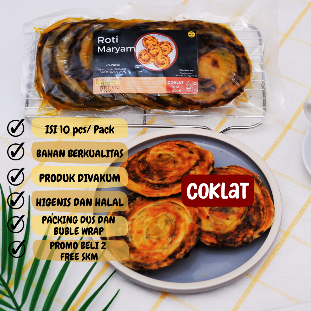 ISI 10 Roti Maryam Coklat / Roti Cane / Canai (GROSIR)