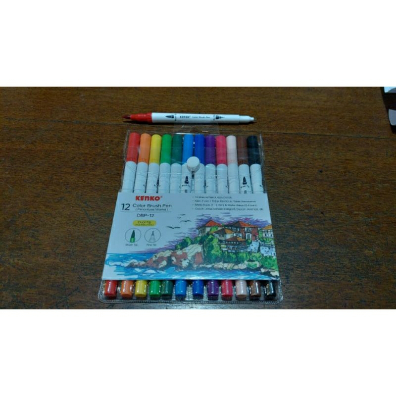 

[1 SET] COLOR BRUSH PEN DBP-12 KENKO / PENA KUAS WARNA DUAL TIP PENA+KUAS (BRUSH+FINE TIP) 2IN1
