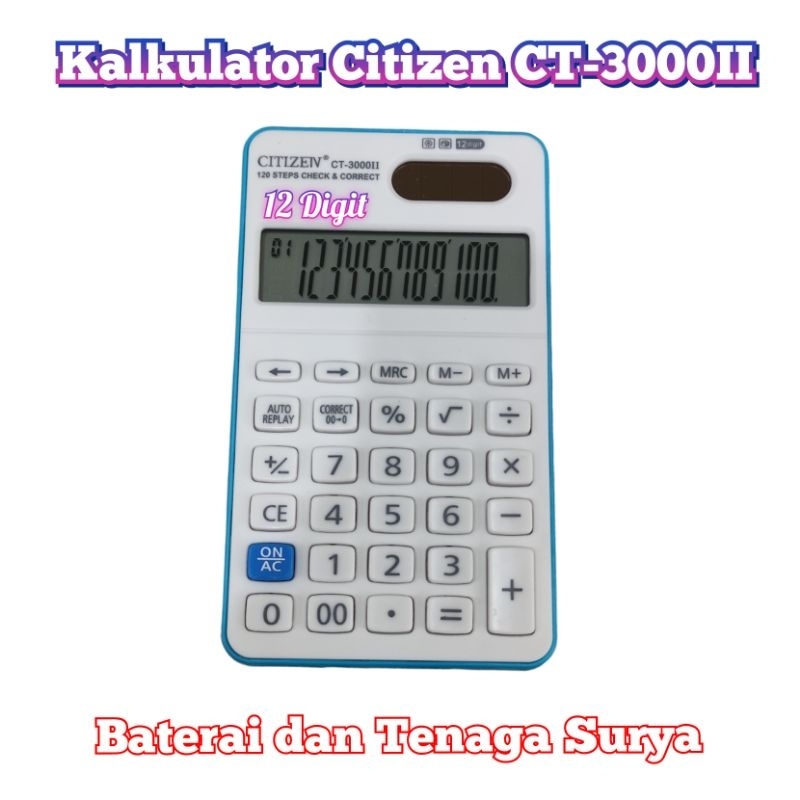 

Kalkulator 12 Digit Auto OFF Citizen CT-3000II ORIGINAL