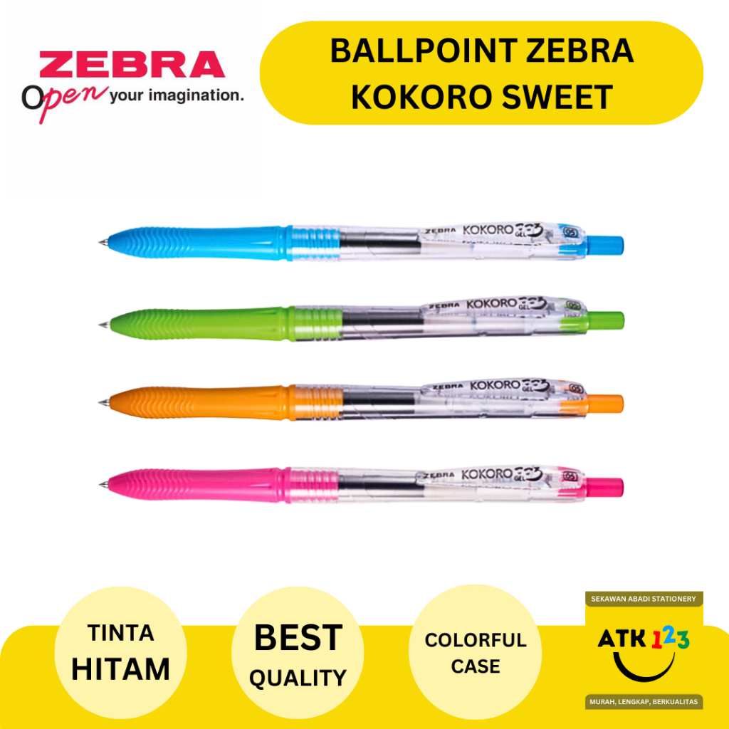 

Ballpoint / Bolpen / Pulpen Gel Kokoro Sweet Zebra 0.5 Hitam