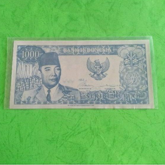 Uang kuno 1000 Soekarno Menggulung Biru 1 Penari