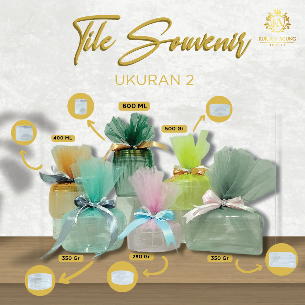 Kantong Tile Souvenir Gelas Jar Toples 600ml Tile Ukuran 50cm x 40cm Tile Bungkus Souvenir Tanpa Jah