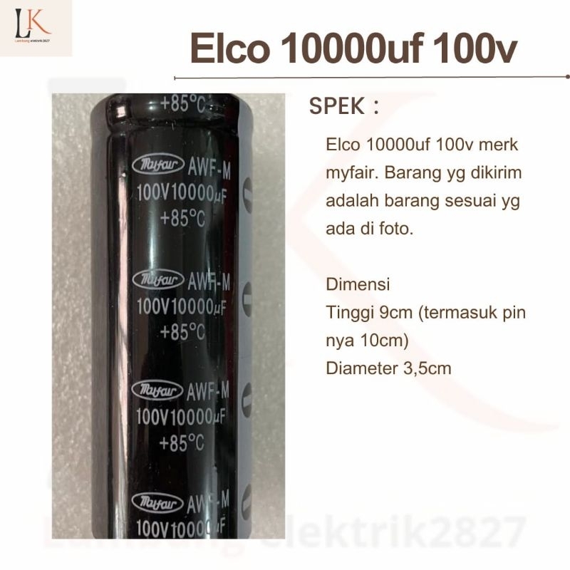 Elco 10000uf 100V / 10000uf 100v Myfair