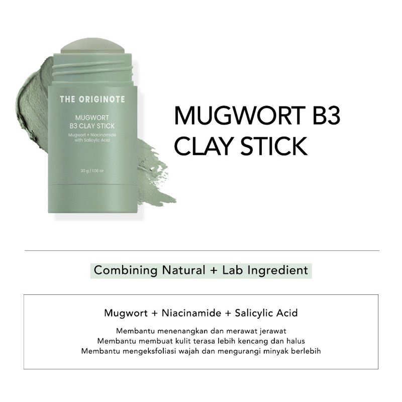 The Originote Mugwort B3 Clay Stick Mask Ready Masker Wajah Original BPOM COD