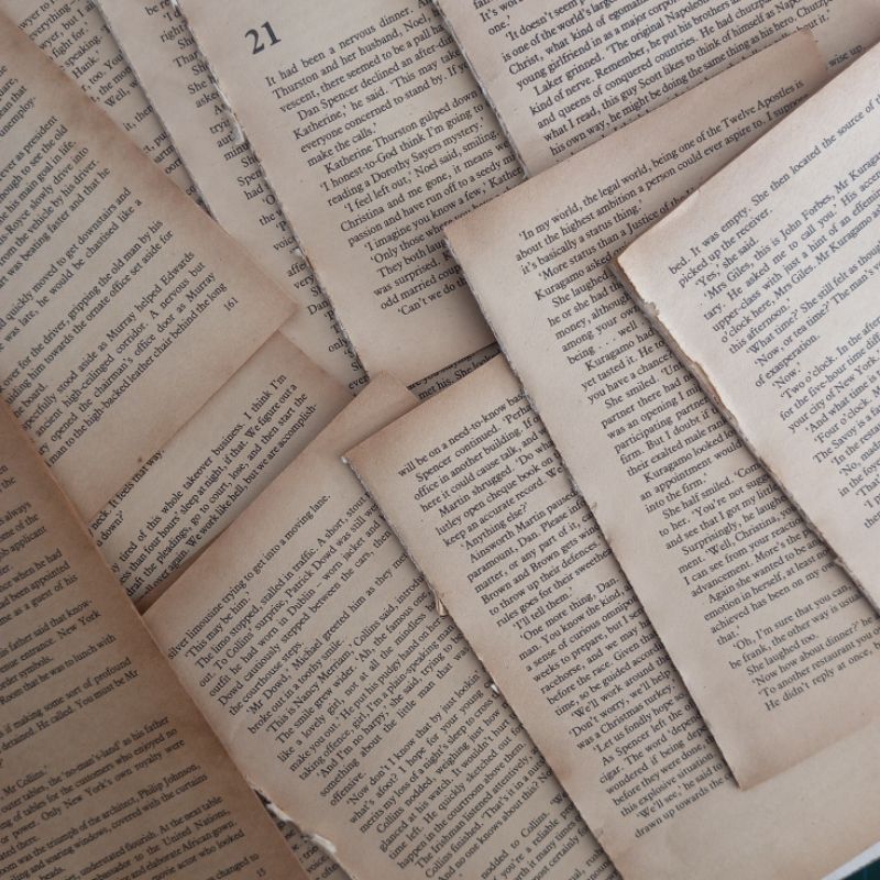 

[paww.craft] 15 pcs Kertas Novel Inggris Indonesia Vintage | Kertas dekorasi | English Novel paper for Journaling | Bookpaper | Deco Bujo Scrapbook