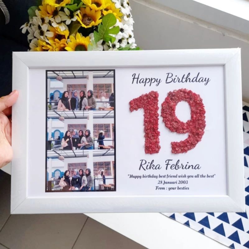 GIFT FRAME HURUF/ANGKA Flowers in frame 2D/3D /Kado Unik