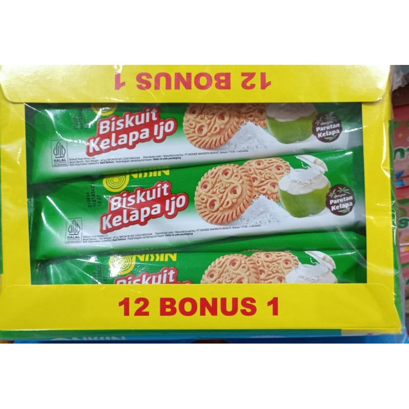 

Nissin Biskuit Kelapa Ijo 40 Gram ( 1 Pack isi 12 + 1 Pcs)