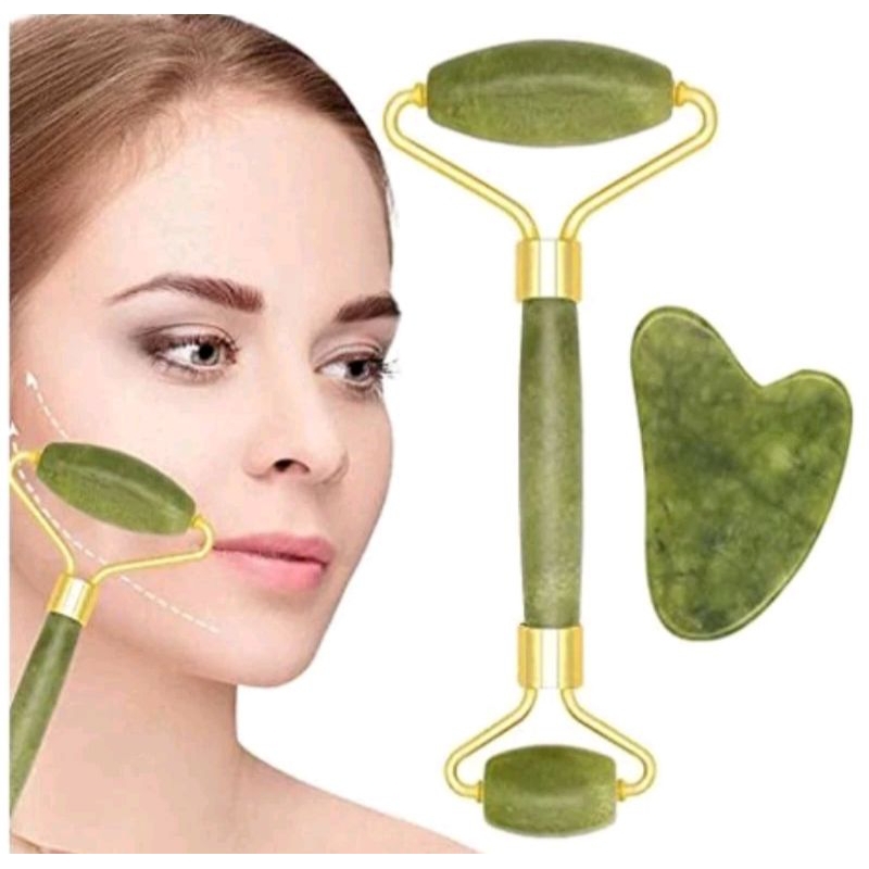 JADE ROLLER DAN GUASHA ALAT PIJAT WAJAH GUA SHA