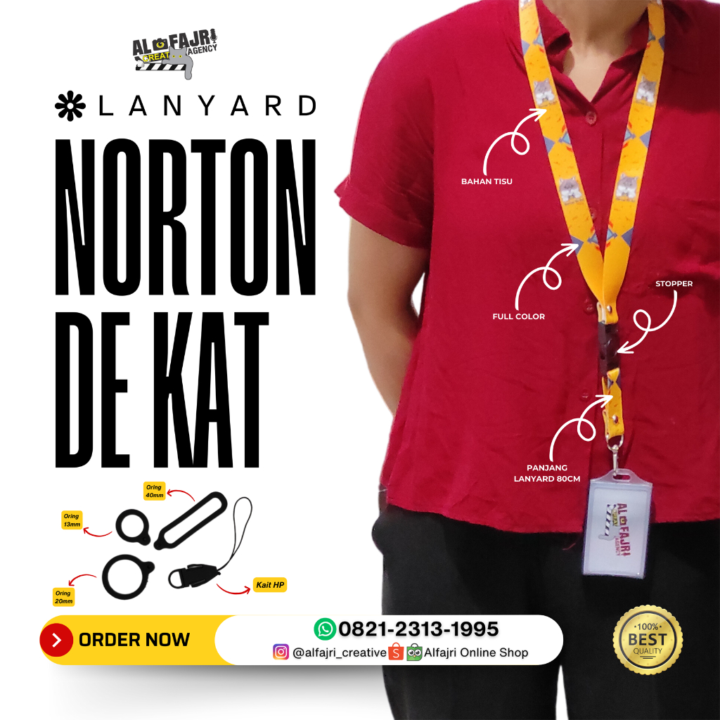

Tali Lanyard Motif Kucing - Merch NORTON DE KAT + 3 pcs O Ring