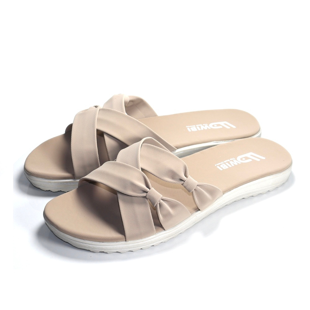 MOJAVA x WIBI Sandal Casual Selop Pita Wanita Kekinian Wibi W03-02 Cream