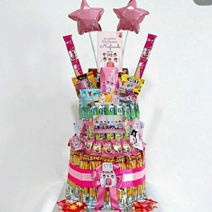 

Cake Snack Tower - Tart Snack Ulang Tahun 2 Tingkat