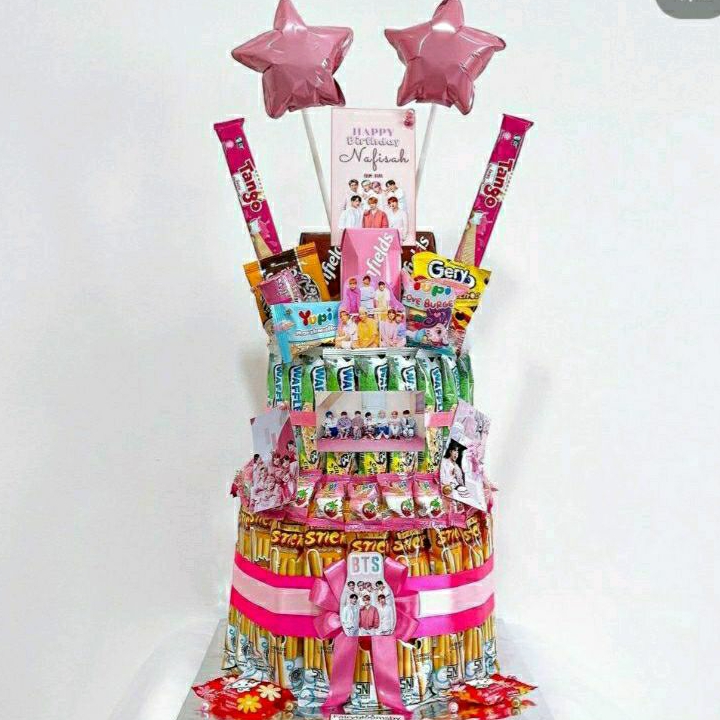 Cake Snack Tower - Tart Snack Ulang Tahun 2 Tingkat