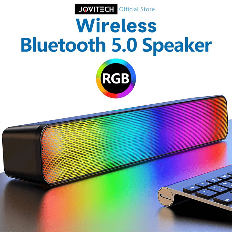 【Free gift】Jovitech Speaker  Bluetooth  Soundbar RGB 5 Colors LED Light Computer TV Phone TF Multifu