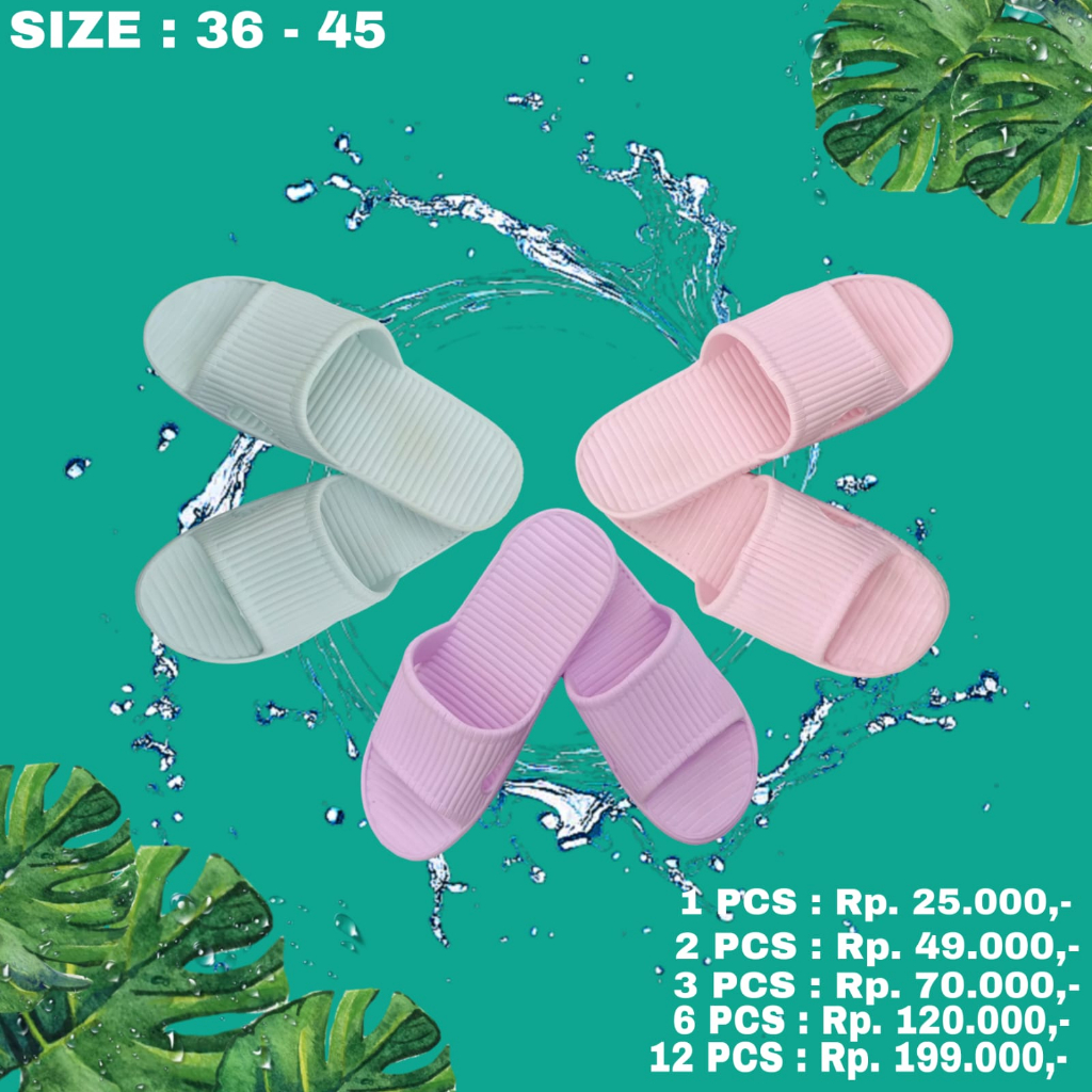 1 PASANG SENDAL SLOP SANDAL SLIPPER COMFORTABLE NYAMAN NO SLIP QUALITY MINISO