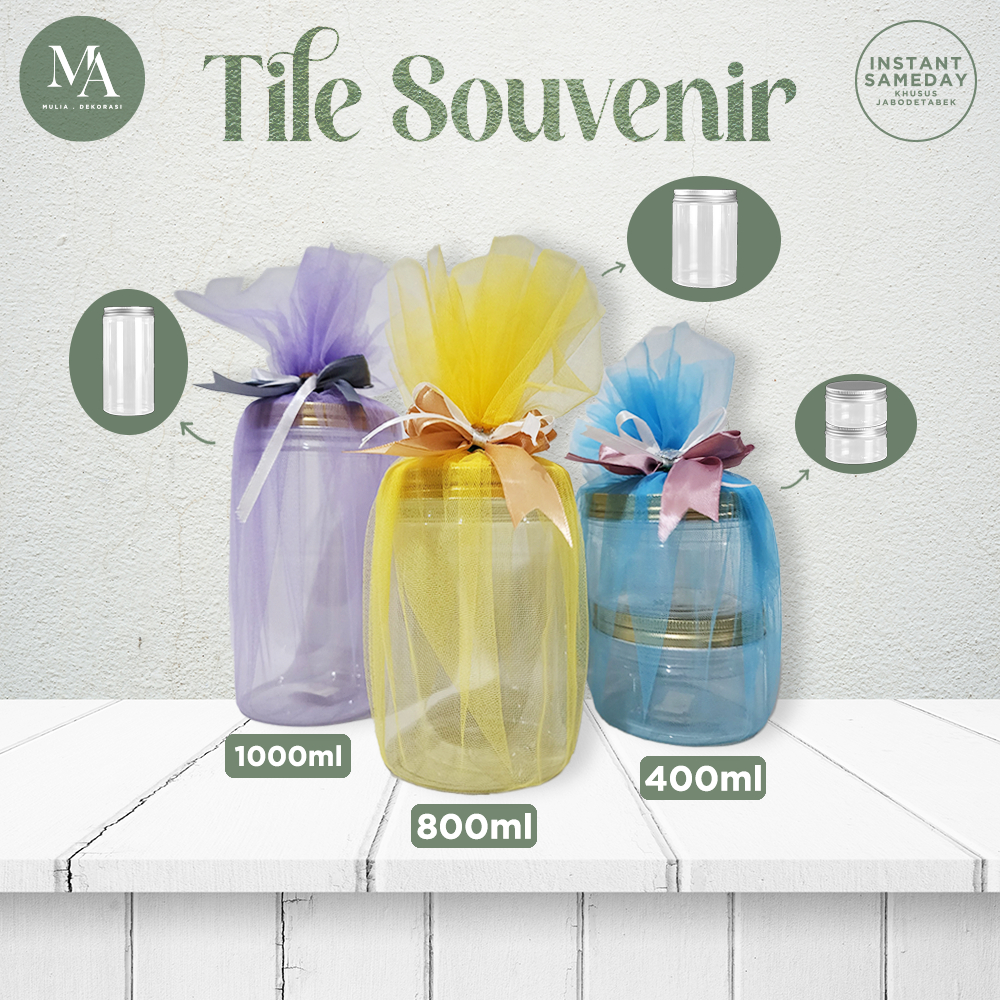 

Kain Tile Pembungkus Toples Souvenir Tulle Kaku Kantong Ukuran 800 1000ml Hampers Bingkisan Jar Tanpa Jahit Serut