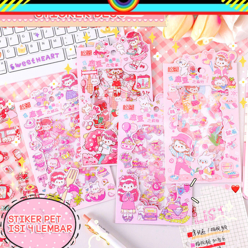

SI 4 LEMBAR FRESH GIRL KARTUN SERIES CUTTING STICKER DECORATIVE PACK STIKER DEKORASI JOURNAL LUCU PET TRANSPARANT UNTUK HIAS SCRAPBOOK BUKU DIARY HP HOBI JOURNALING DLL